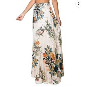 Gorgeous Sz Small Long Fit & Flare Tropical Print Maxi Skirt Floral Resortwear